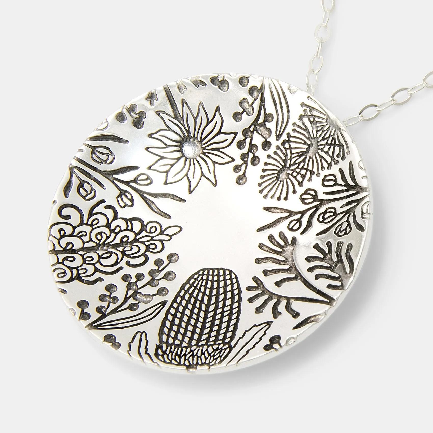 Australian Flora Pattern Pendant Necklace