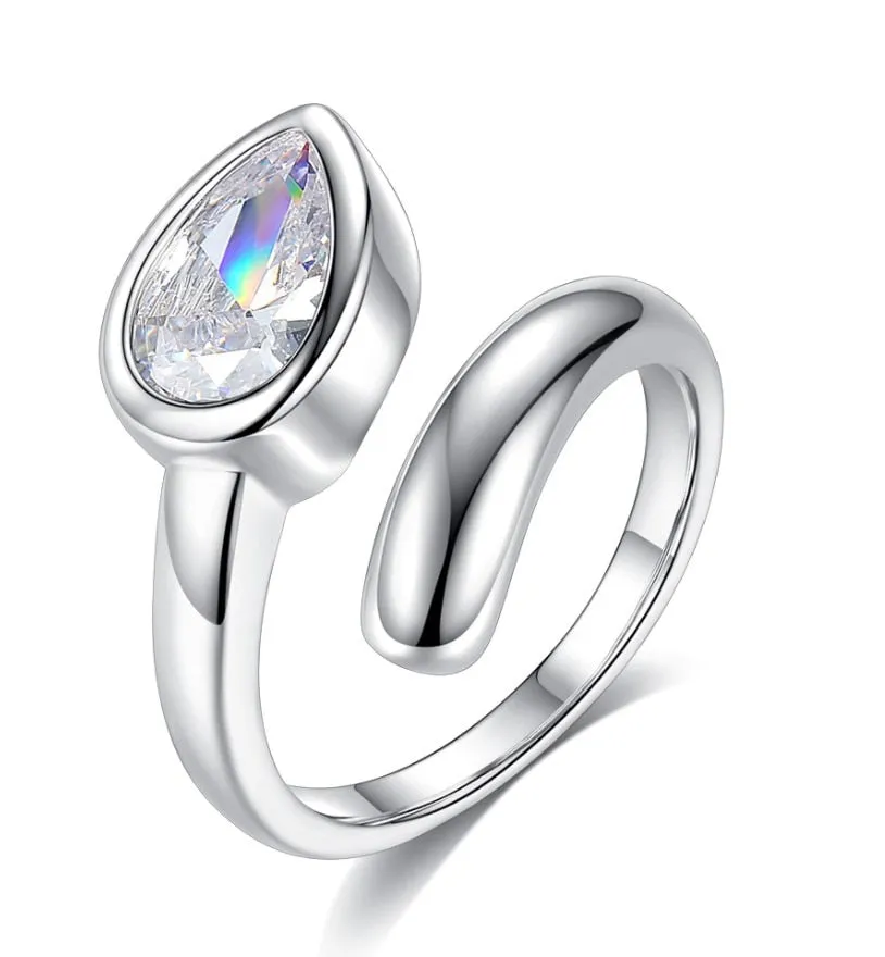 [Beiver] Women White Crystal Snowflake Finger Ring