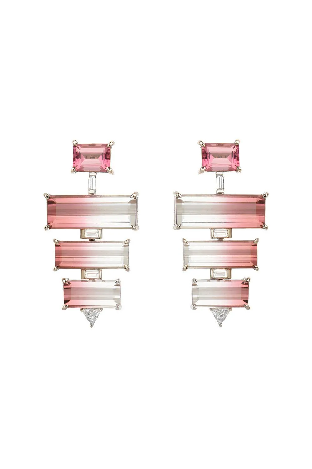 Bicolor Rubellite Diamond Earrings