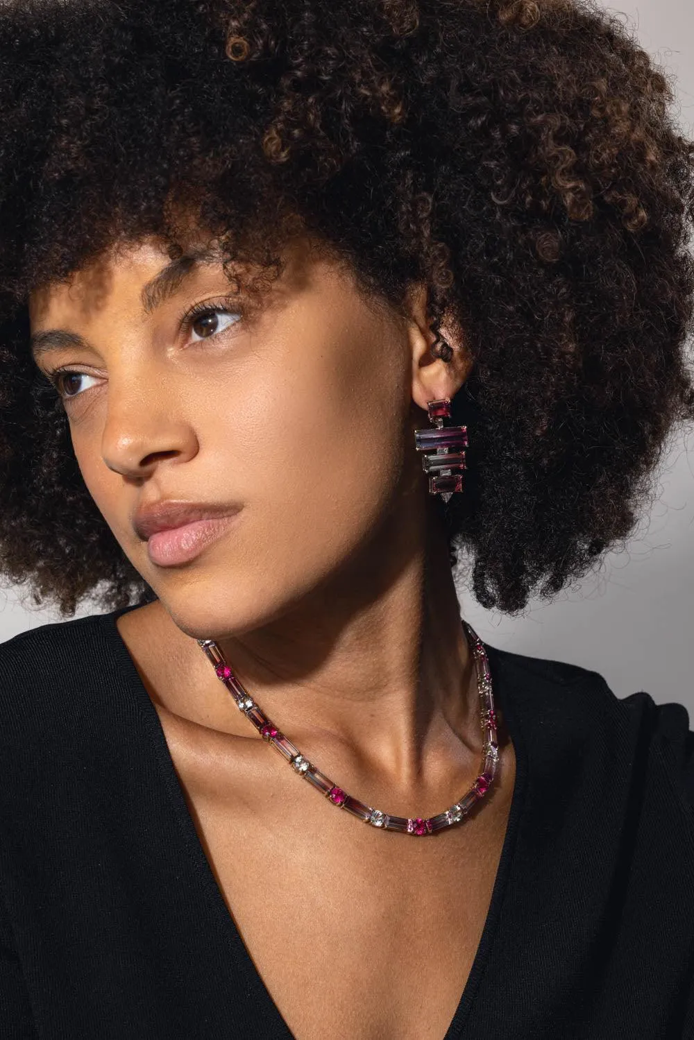 Bicolor Rubellite Diamond Earrings