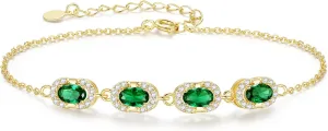 Birthstone Bracelets for Women, Gold Trendy Dainty Link Bracelet Jewelry Birthday Christmas Day Gifts for Women Girlfriend Friend Her Mom Wife