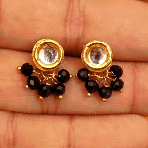 BLACK CRYSTAL ROUND SHAPED KUNDAN STUDS