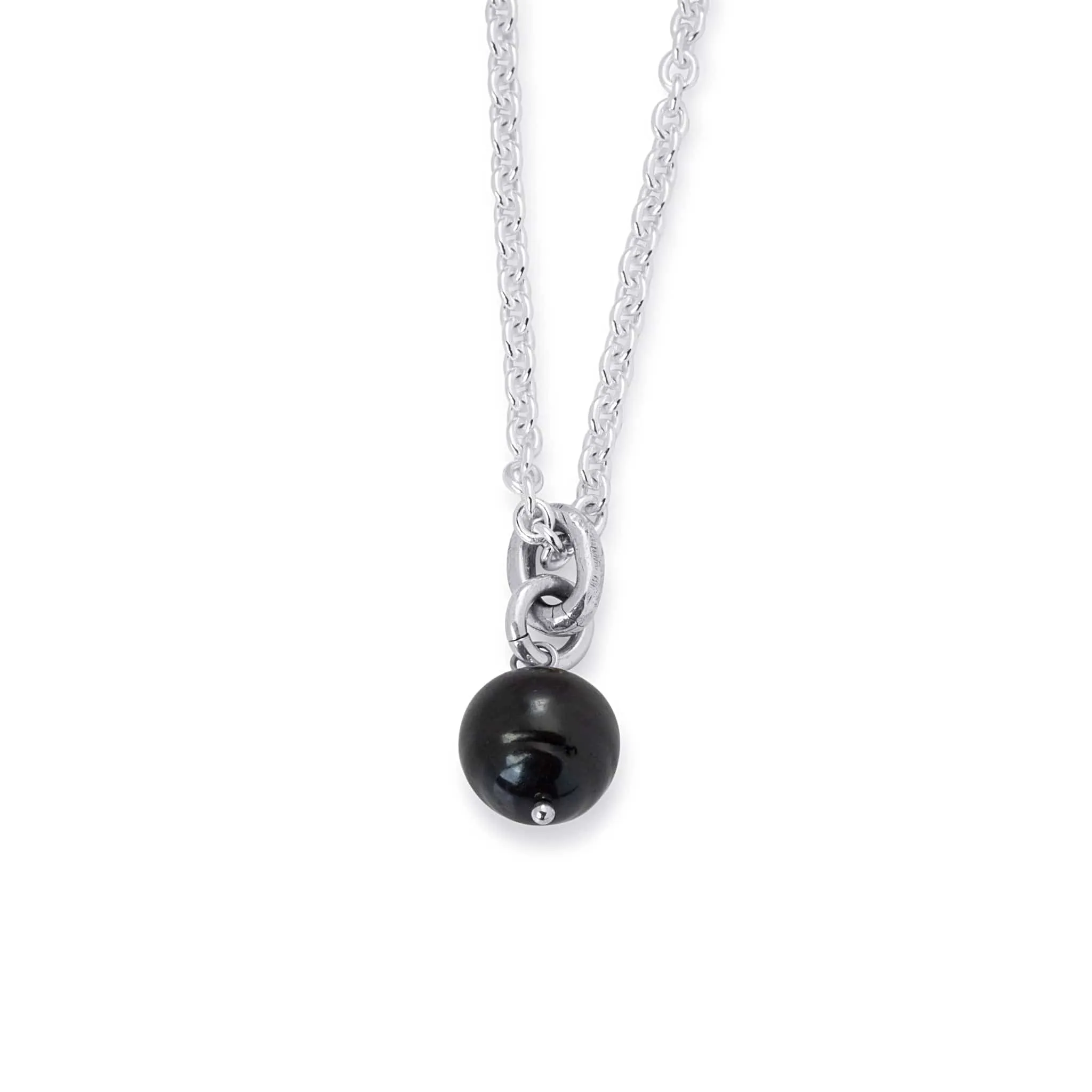 Black Pearl Pendant Necklace In Sterling Silver, 26mm