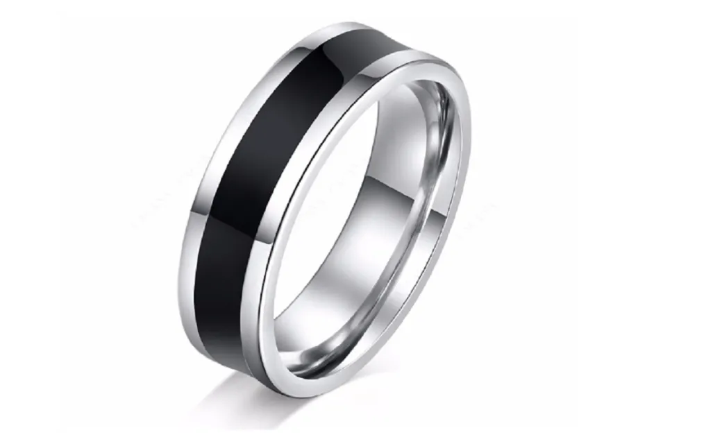 Black Polishing Cool Black Fashion Stainless Steel Ring For Women