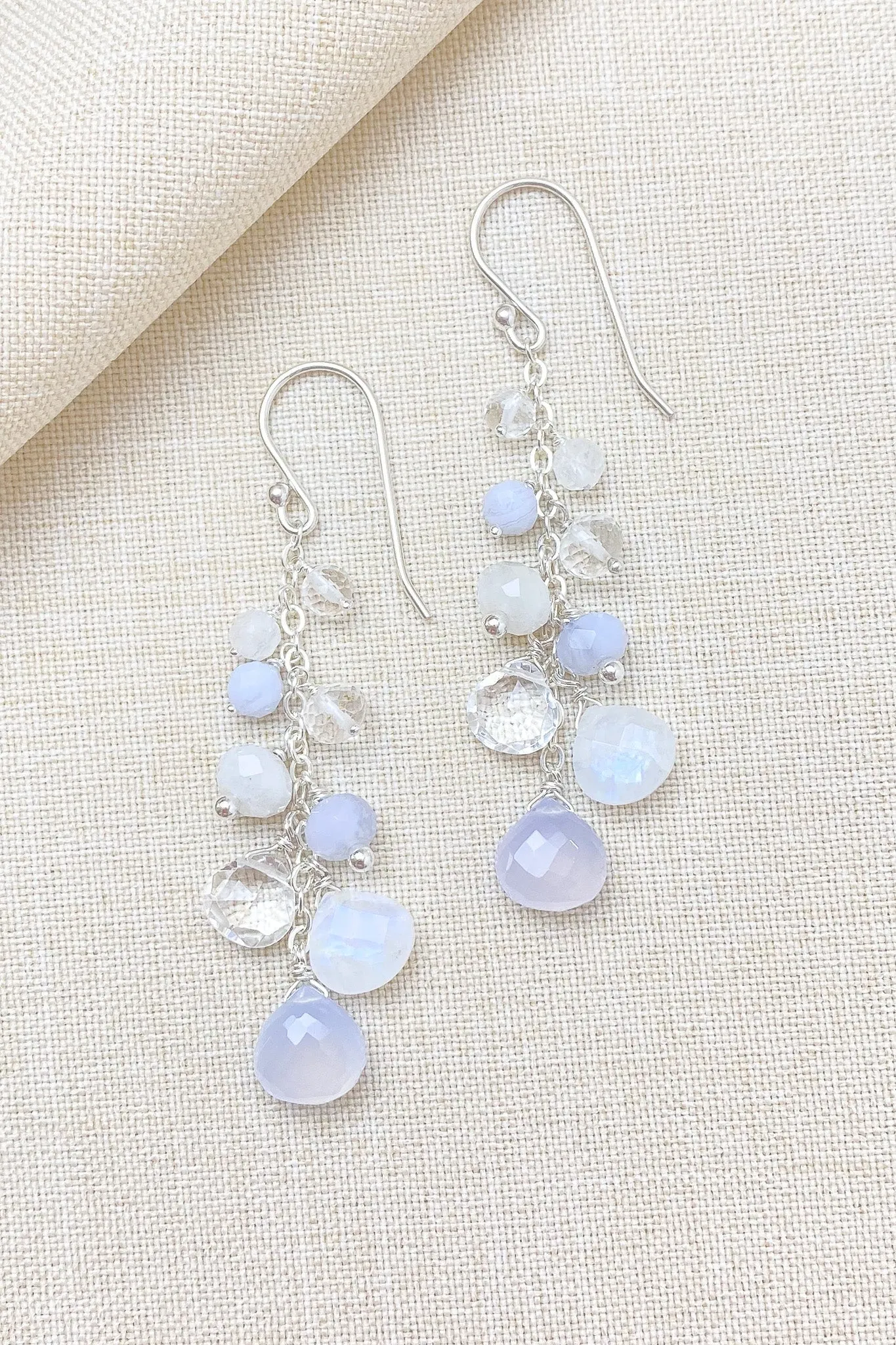 Blue Chalcedony Earrings in Sterling Silver