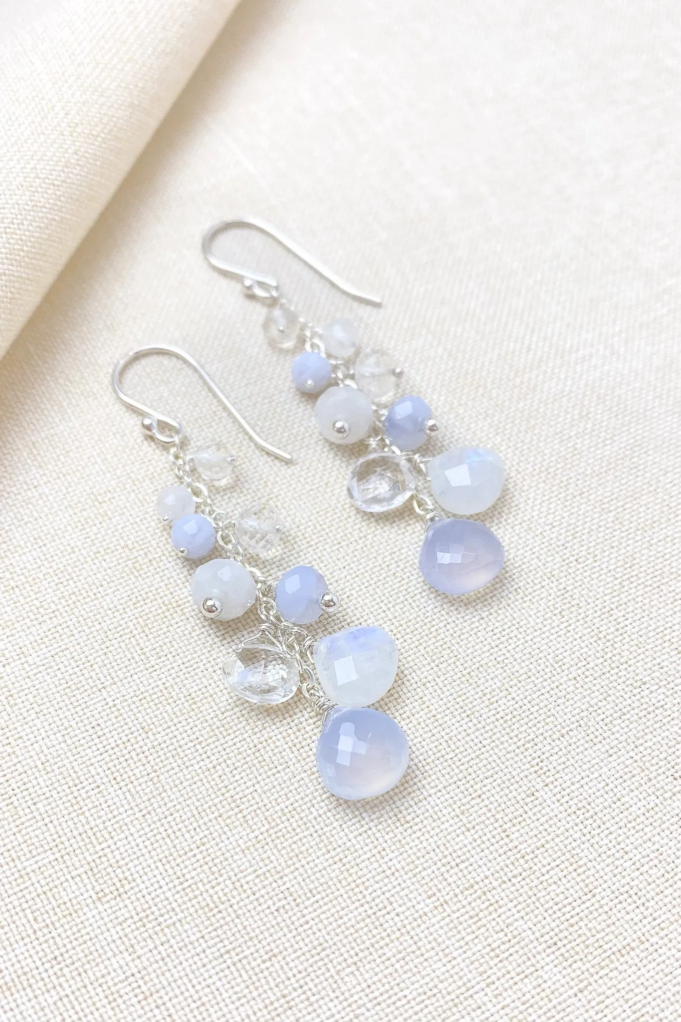 Blue Chalcedony Earrings in Sterling Silver