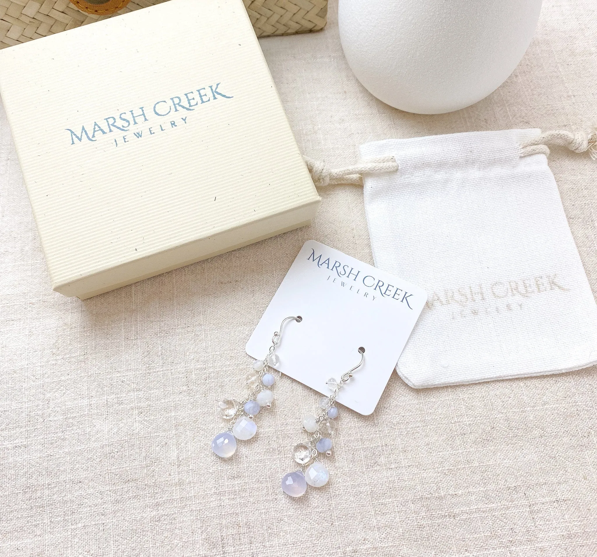 Blue Chalcedony Earrings in Sterling Silver