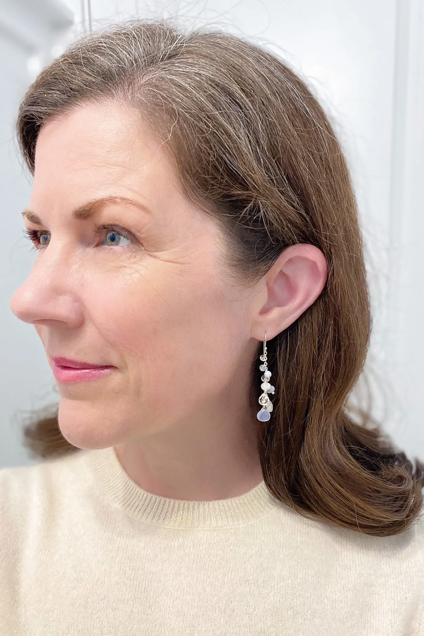Blue Chalcedony Earrings in Sterling Silver