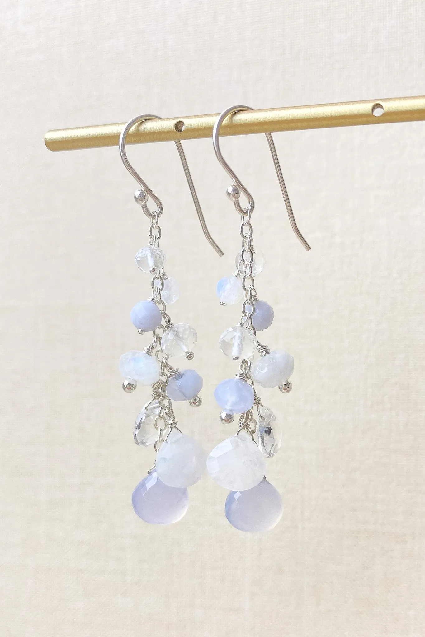 Blue Chalcedony Earrings in Sterling Silver