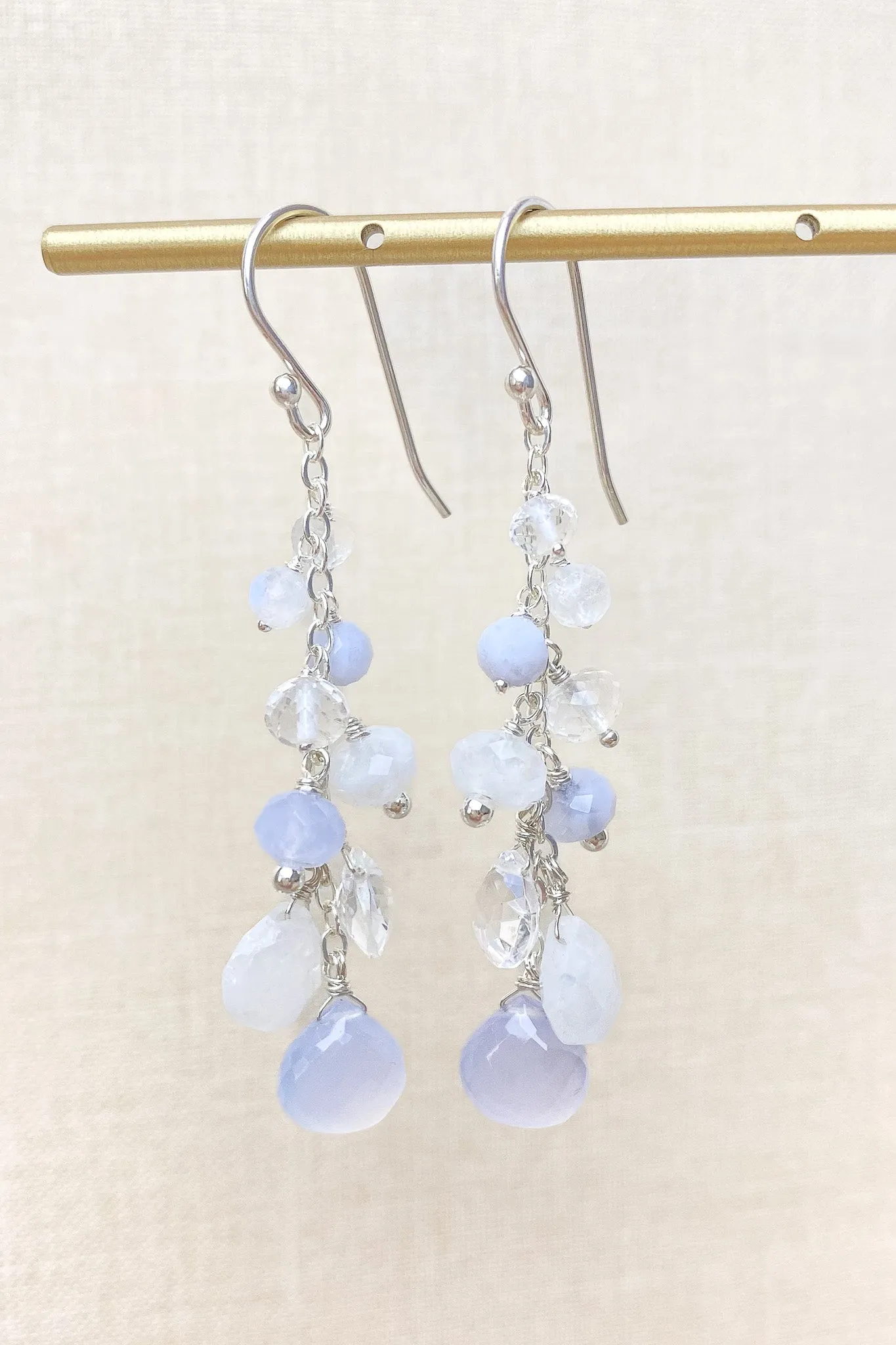 Blue Chalcedony Earrings in Sterling Silver