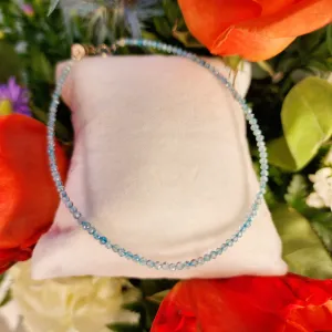 Blue Topaz Micro Faceted Anklet .925 Silver for Mental Clarity and Wisdom