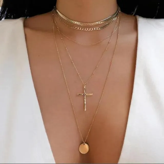 Bohemian Multilayer Crystal Butterfly Pendant Necklaces For Women Girls - Fashion Hollow Heart Choker Necklaces