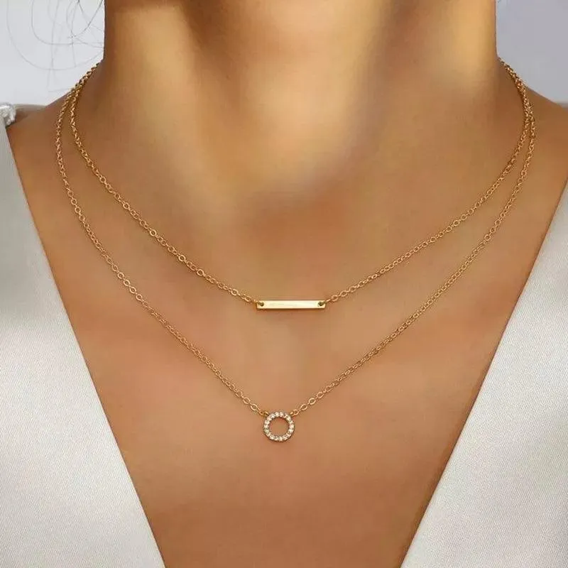 Bohemian Multilayer Crystal Butterfly Pendant Necklaces For Women Girls - Fashion Hollow Heart Choker Necklaces