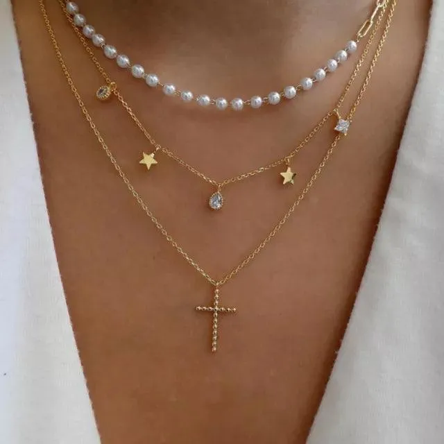 Bohemian Multilayer Crystal Butterfly Pendant Necklaces For Women Girls - Fashion Hollow Heart Choker Necklaces