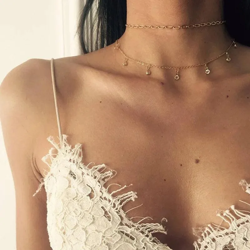 Bohemian Multilayer Crystal Butterfly Pendant Necklaces For Women Girls - Fashion Hollow Heart Choker Necklaces