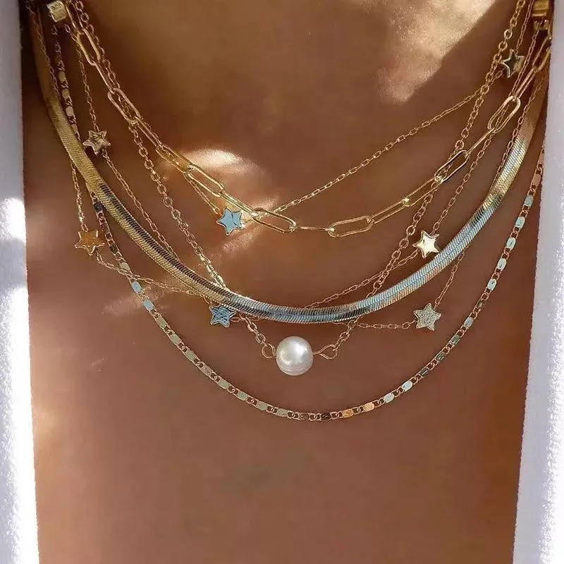 Bohemian Multilayer Crystal Butterfly Pendant Necklaces For Women Girls - Fashion Hollow Heart Choker Necklaces