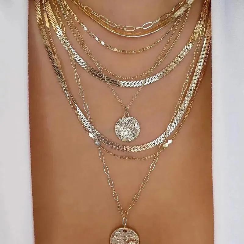Bohemian Multilayer Crystal Butterfly Pendant Necklaces For Women Girls - Fashion Hollow Heart Choker Necklaces