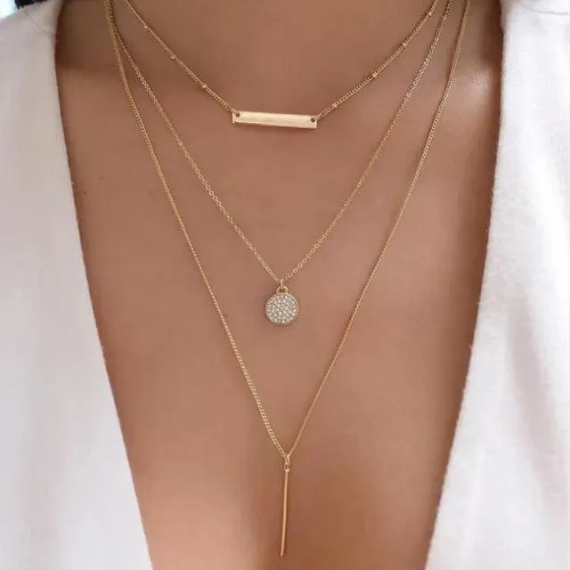 Bohemian Multilayer Crystal Butterfly Pendant Necklaces For Women Girls - Fashion Hollow Heart Choker Necklaces