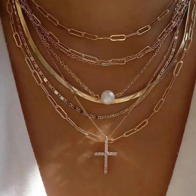 Bohemian Multilayer Crystal Butterfly Pendant Necklaces For Women Girls - Fashion Hollow Heart Choker Necklaces