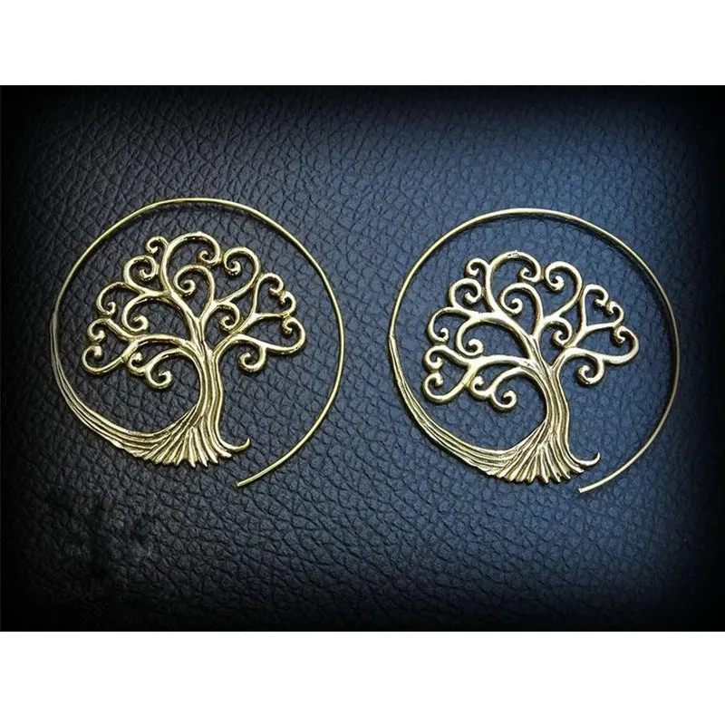 Bohemian Spiral Tree of Life Earrings