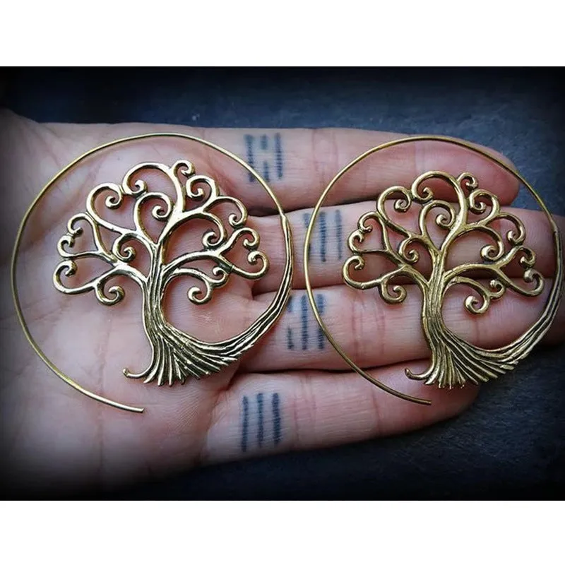 Bohemian Spiral Tree of Life Earrings