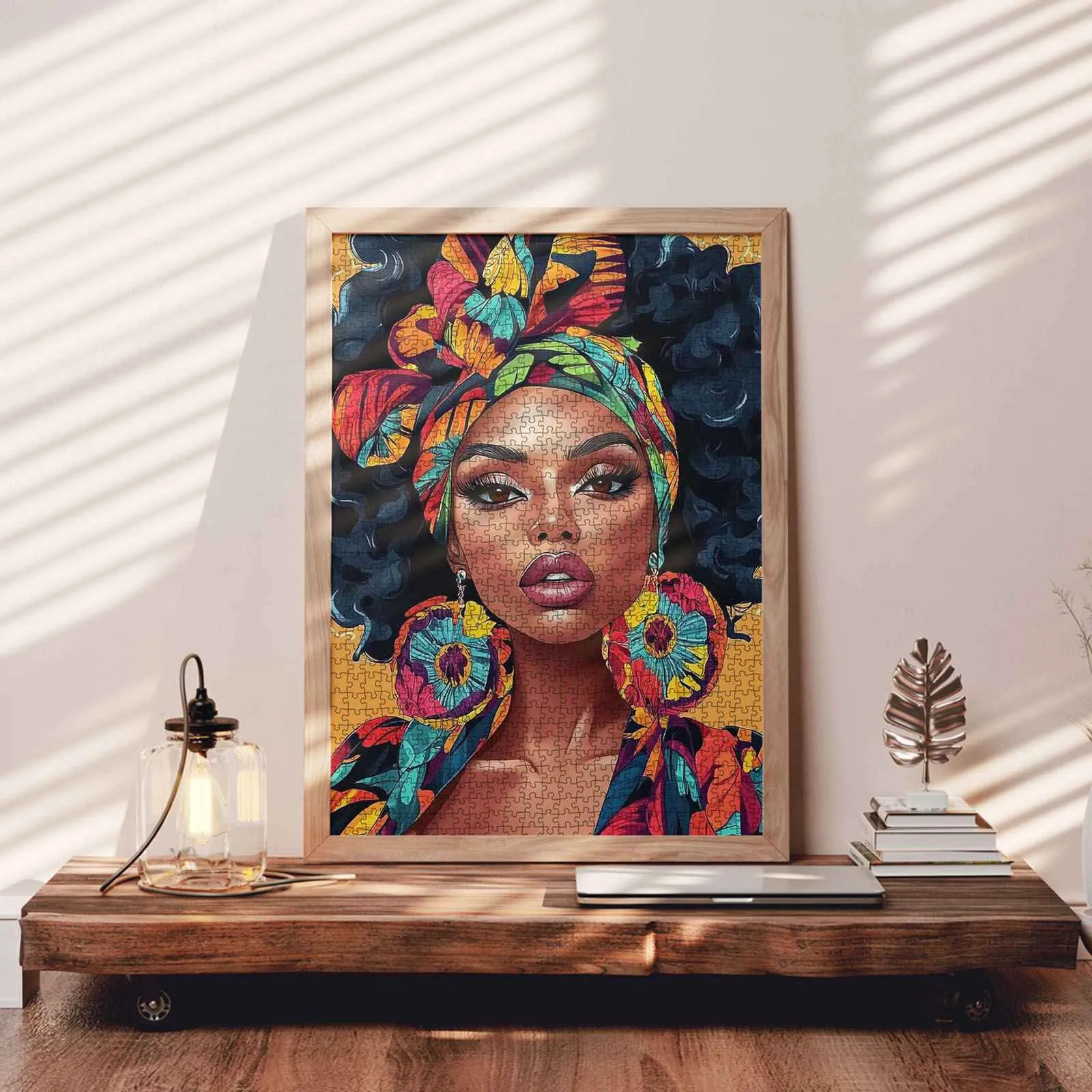 Bold Beauty in Vibrant Headwrap Jigsaw Puzzle