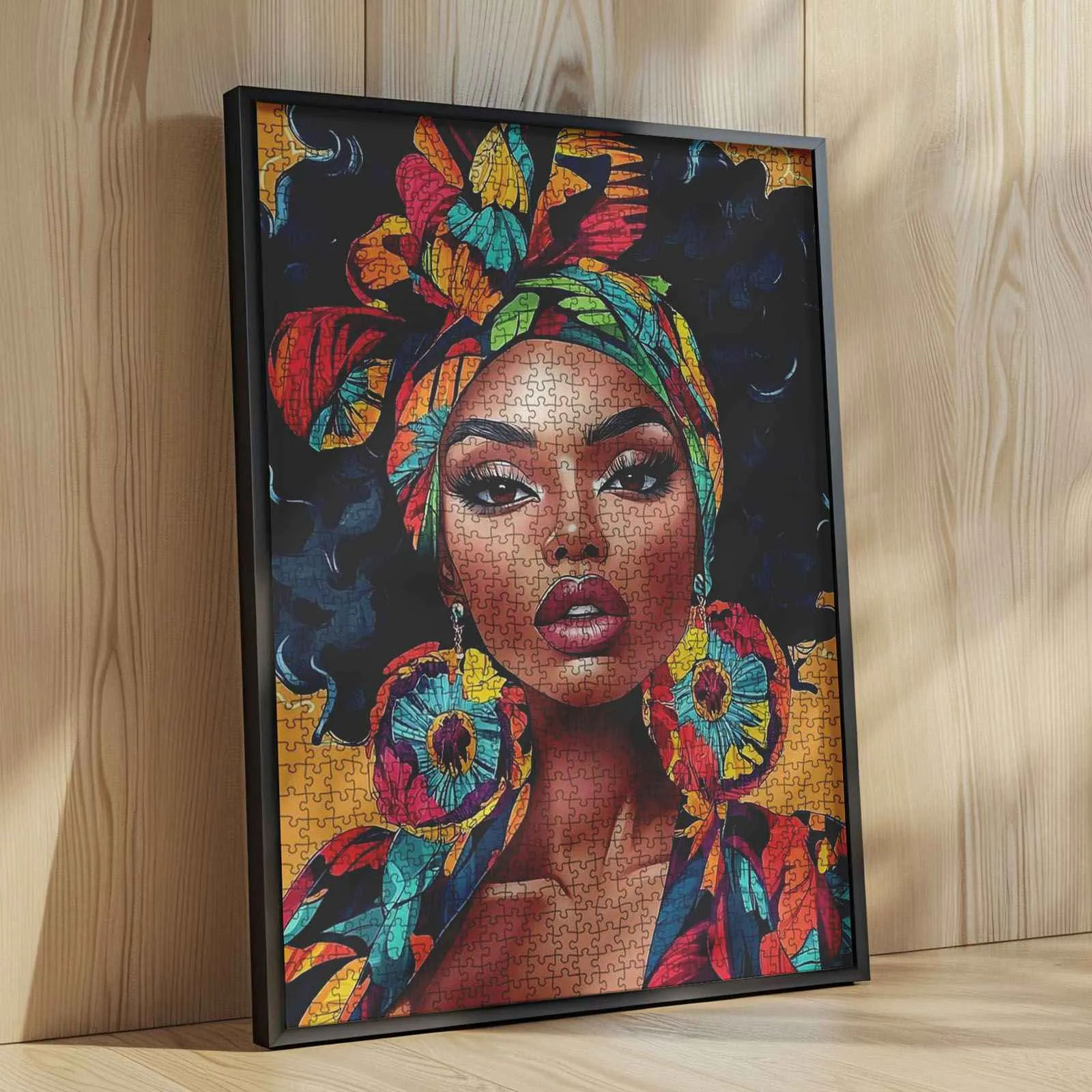 Bold Beauty in Vibrant Headwrap Jigsaw Puzzle