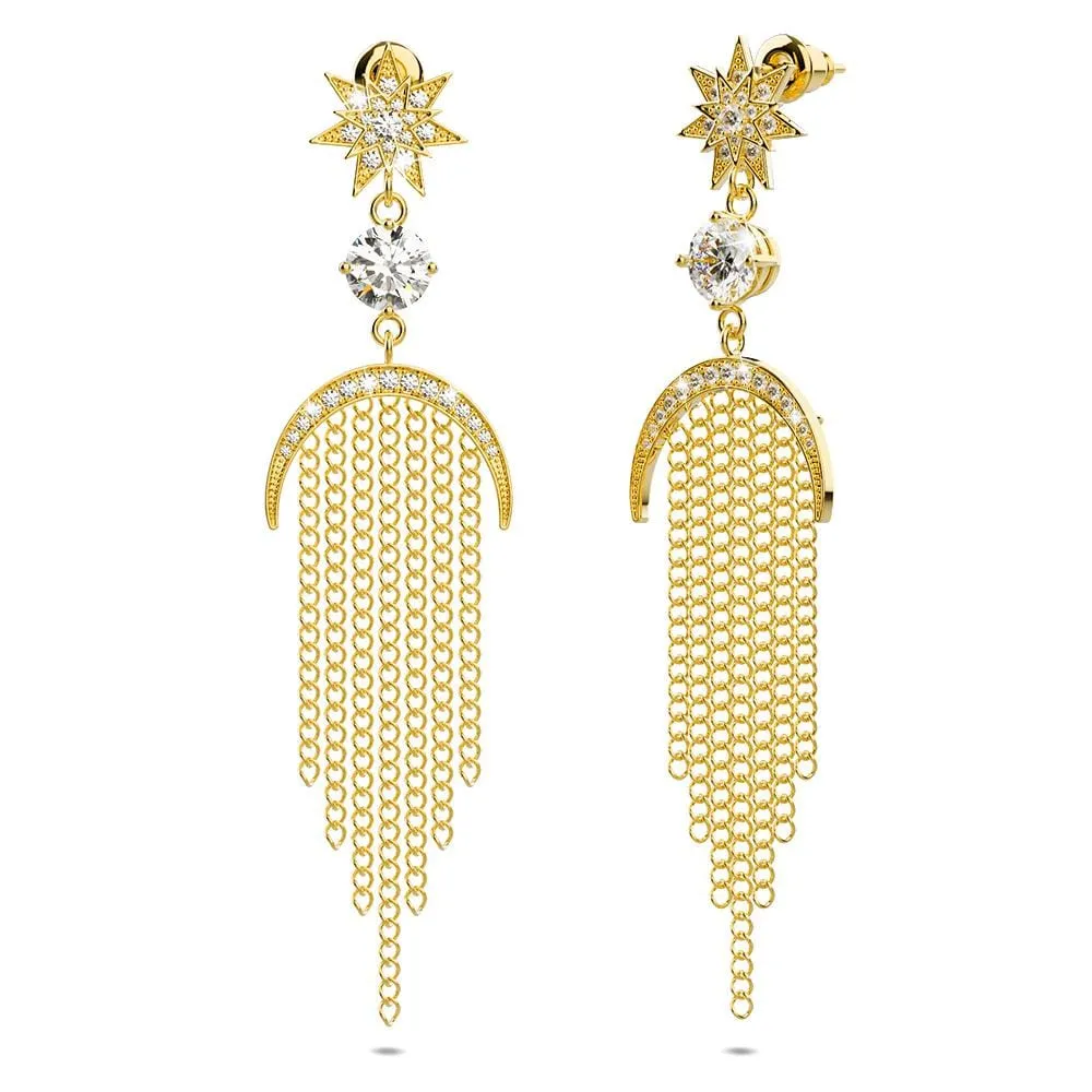 Boxed Artistic Floral Bangle & Star Sun Diamonelle Chandelier Set in Gold
