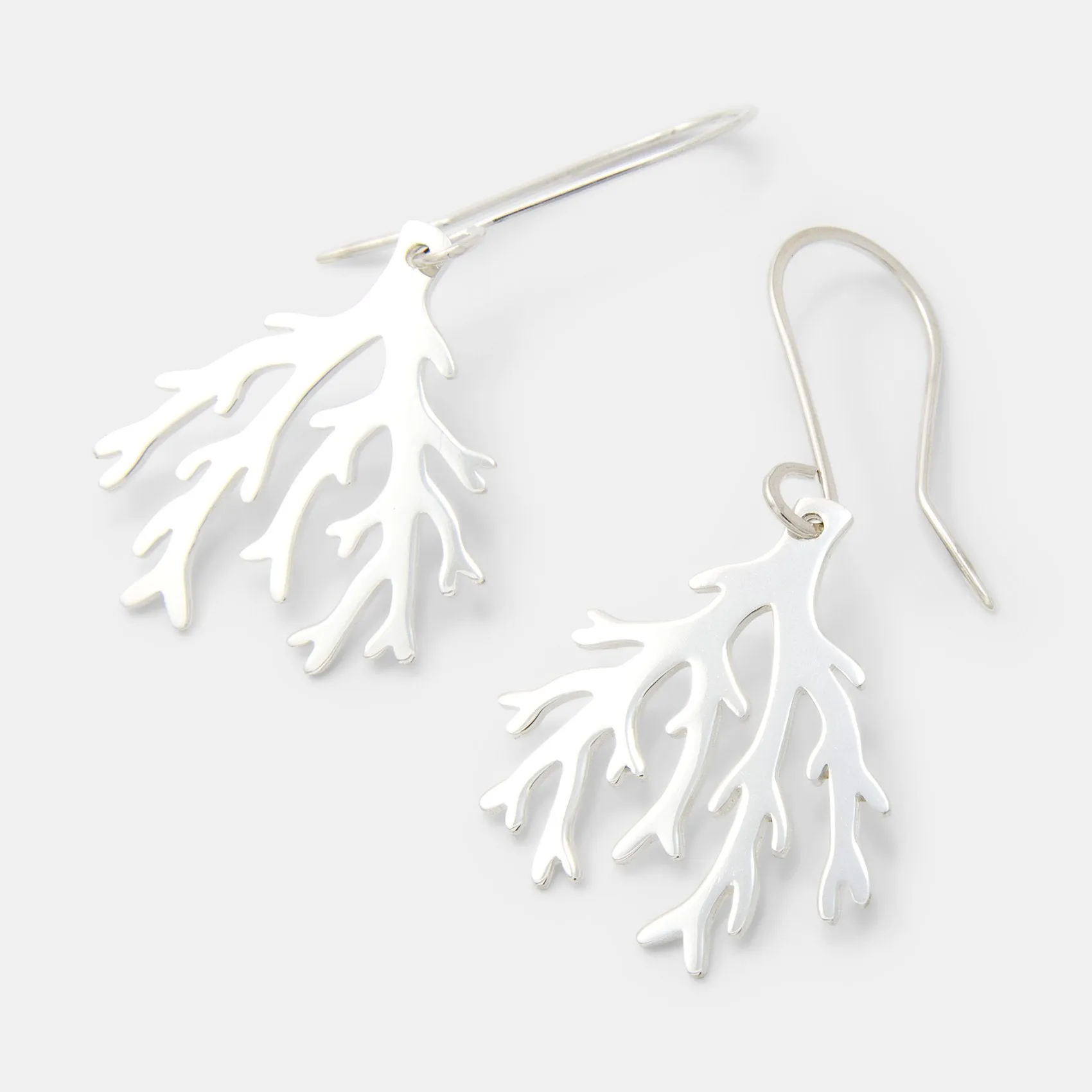 Branch Coral Silver Dangle Earrings