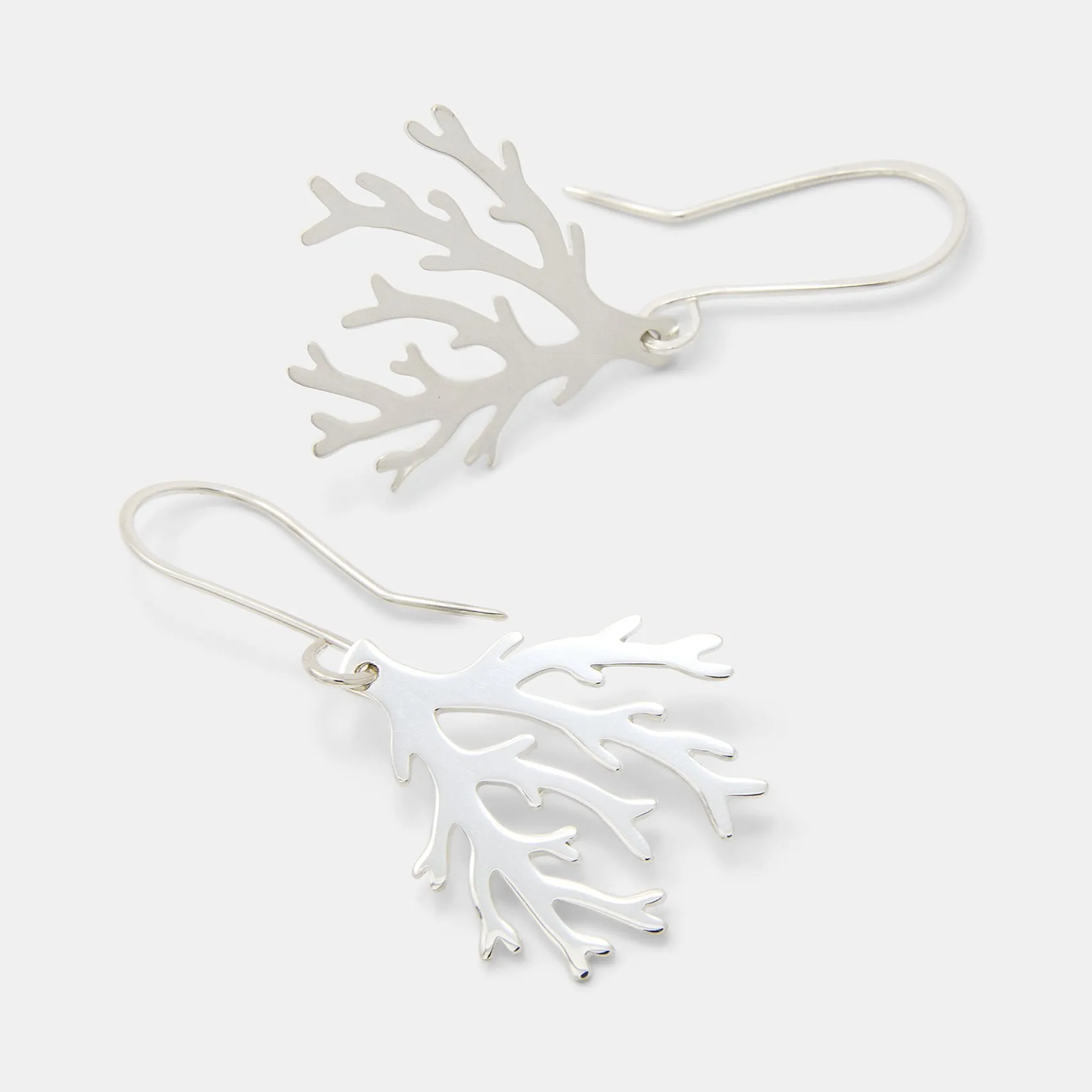 Branch Coral Silver Dangle Earrings