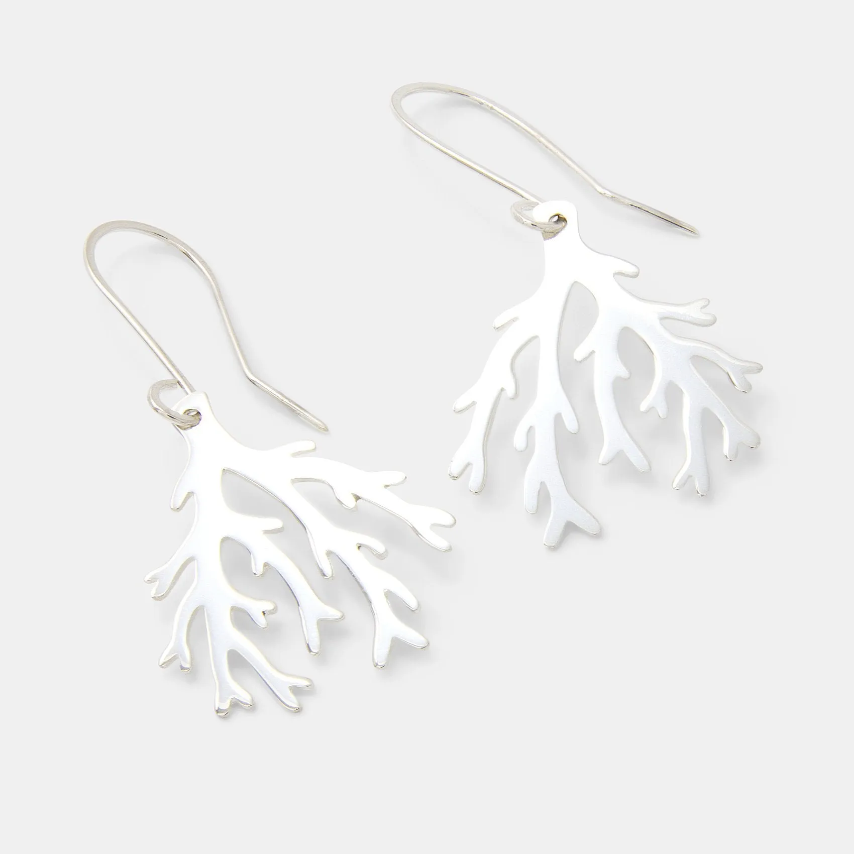 Branch Coral Silver Dangle Earrings