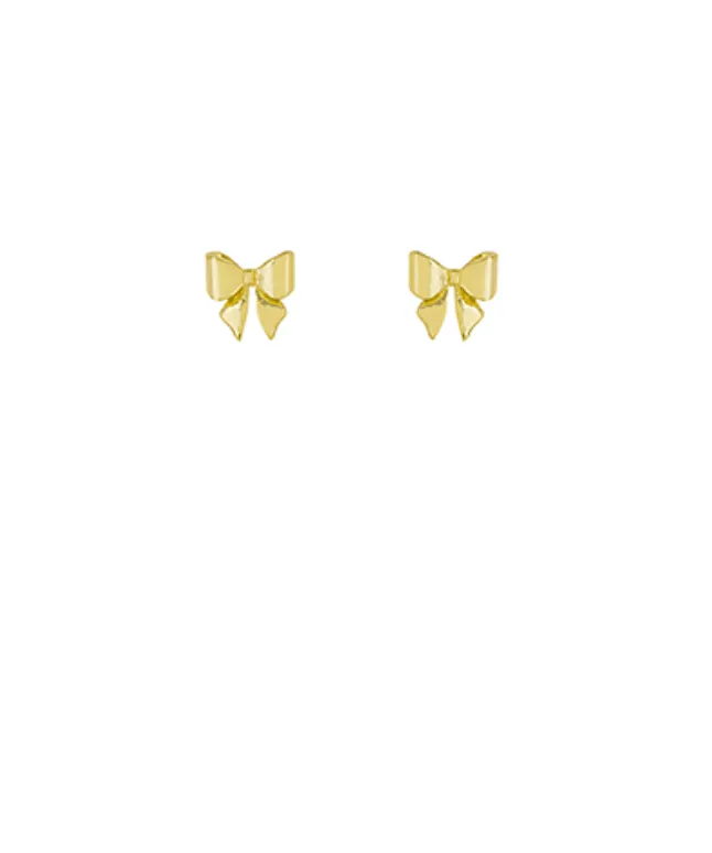 Brass Ribbon Stud Earrings