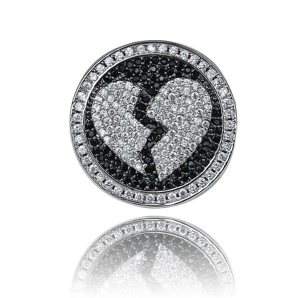 Broken Heart Iced Out Micro Pave Cubic Zircon Crystals Ring