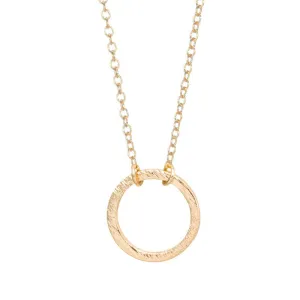 Brushed Geometric Classic Round  Pendant Necklaces for Women