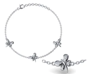 Butterflies Sterling Silver Anklet