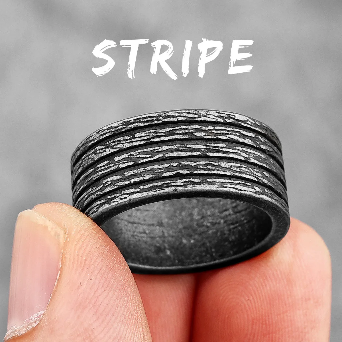 Charm Trendy Simple Vintage Black Stainless Steel  Rings
