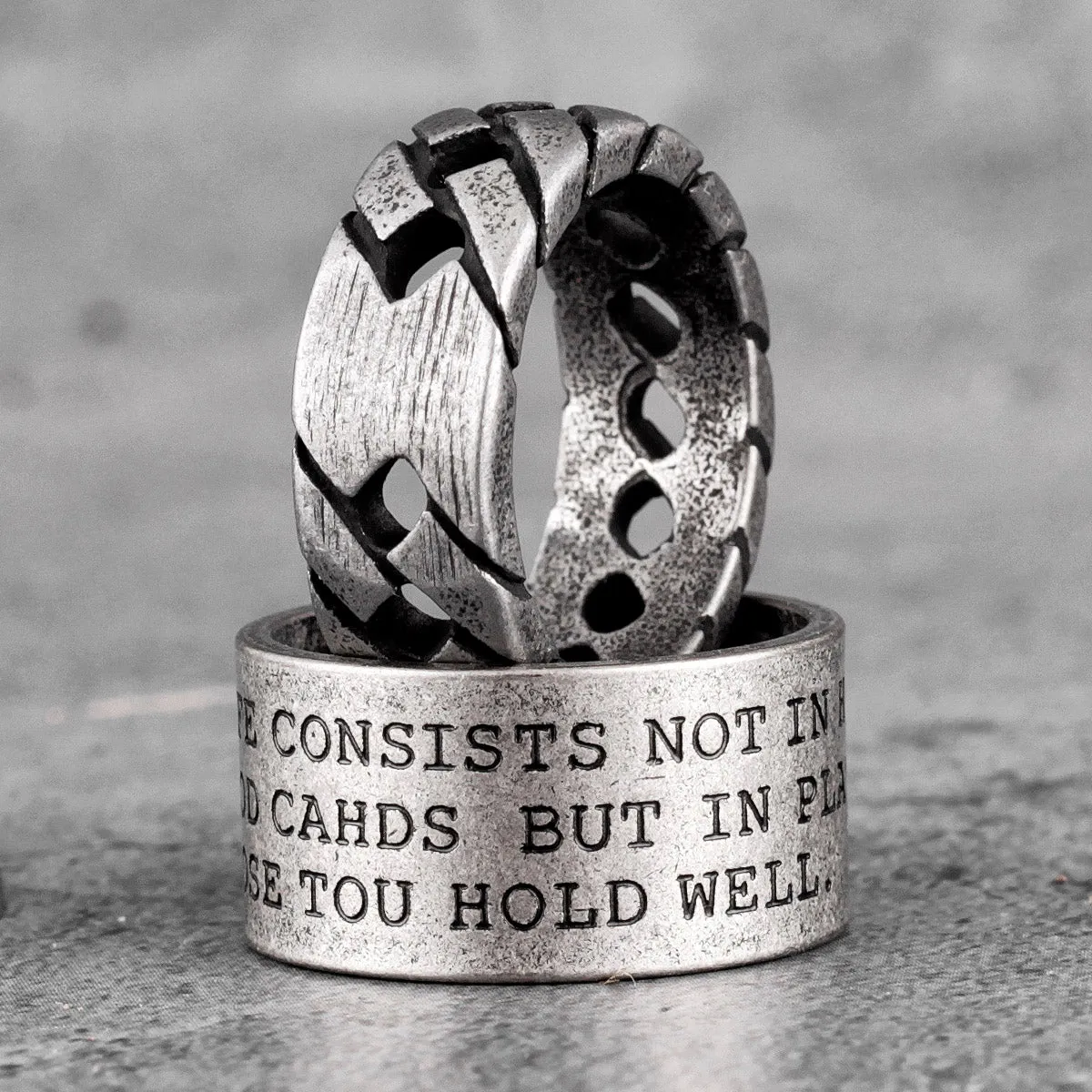 Charm Trendy Simple Vintage Black Stainless Steel  Rings