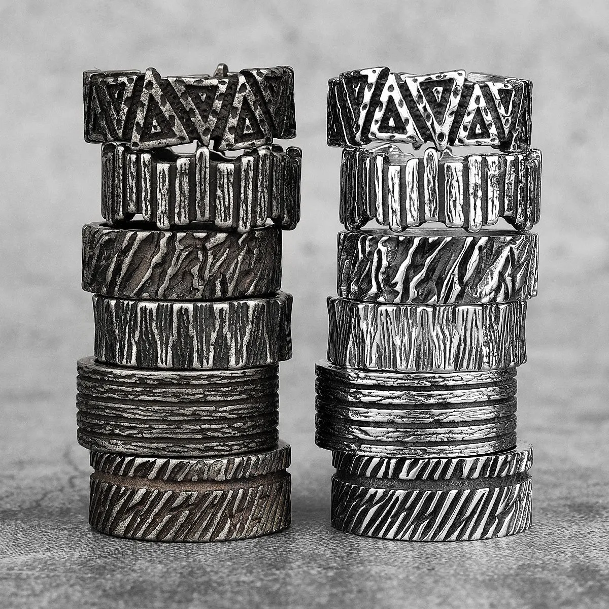 Charm Trendy Simple Vintage Black Stainless Steel  Rings