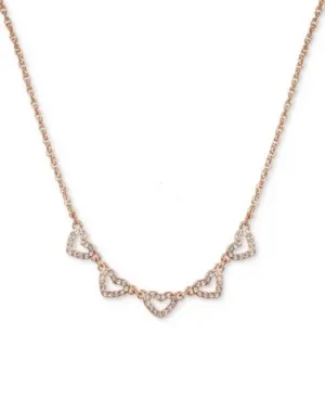 Charter Club Rose Gold-Tone Pave Heart Statement Necklace
