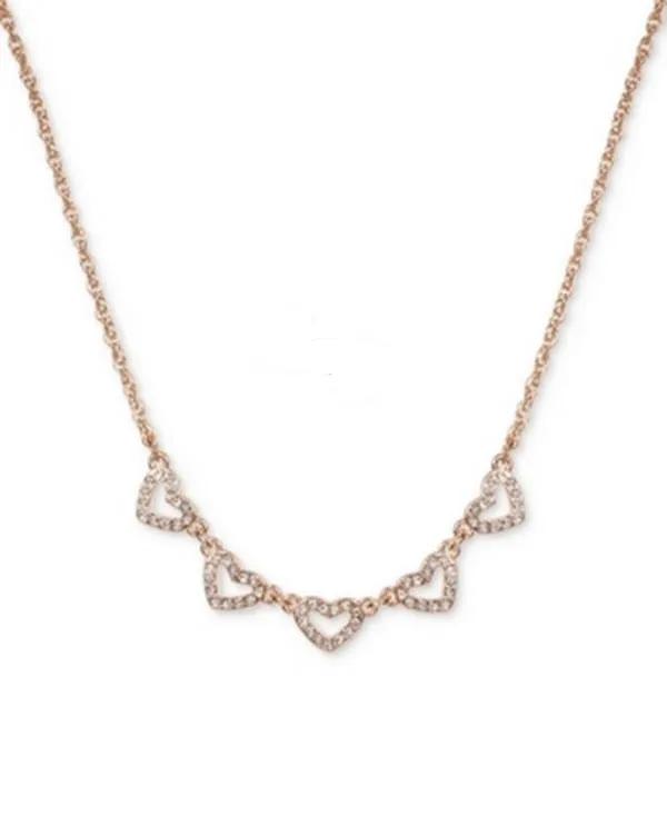Charter Club Rose Gold-Tone Pave Heart Statement Necklace