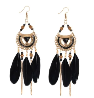Chesevere - Long Boho Feather Earrings by The Nevermore