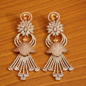 Citrine Diamond Look Rose Gold Danglers