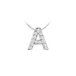 Classic A Initial Diamond Pendant : 14K White Gold - 0.15 CT Diamonds