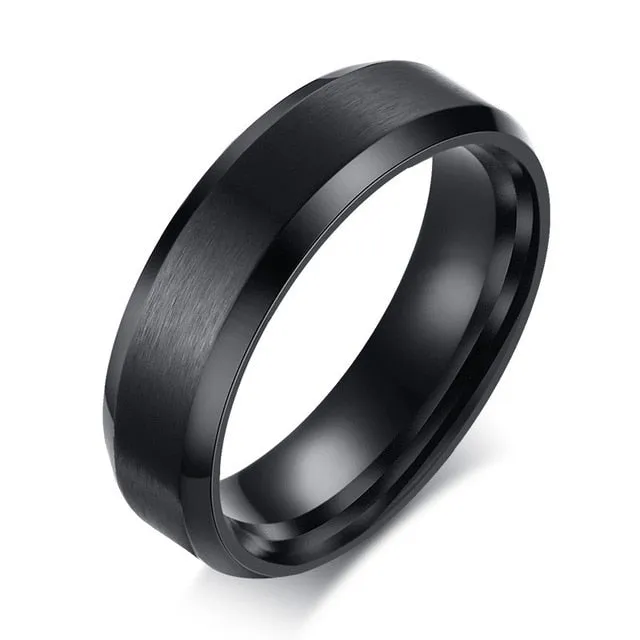 Classic Matte Black Silver Ring