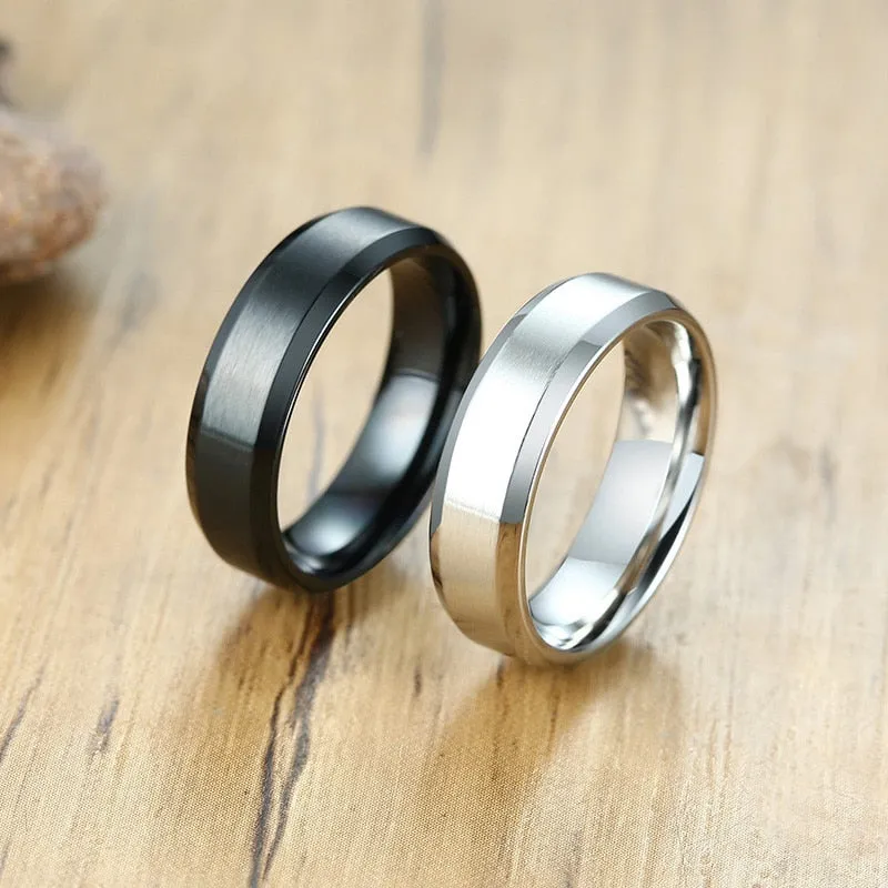 Classic Matte Black Silver Ring