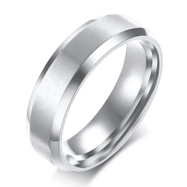 Classic Matte Black Silver Ring