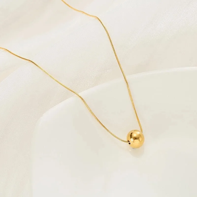 Classic Simple Ball Pendant Titanium Steel Short Necklace For Woman