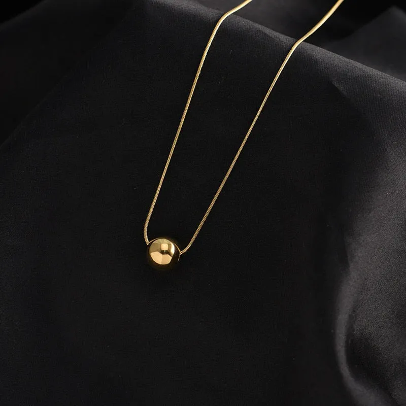 Classic Simple Ball Pendant Titanium Steel Short Necklace For Woman
