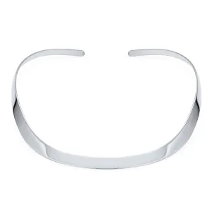 Classic Simple Flat Slider Collar Choker Necklace Polished Silver 8MM Pendant