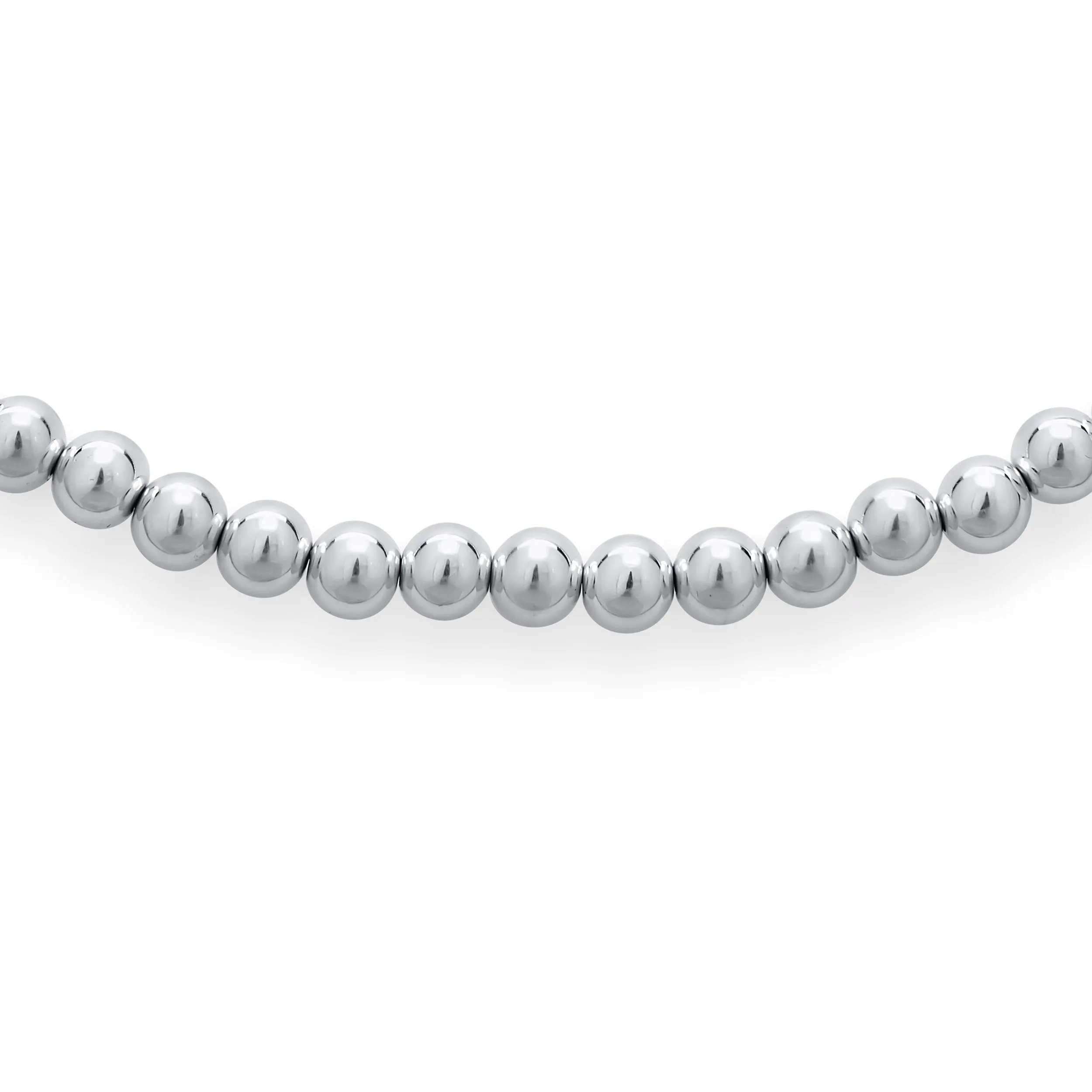 Classic Simple Hand Strung 8MM Round Sterling Silver Ball Bead Strand Necklace
